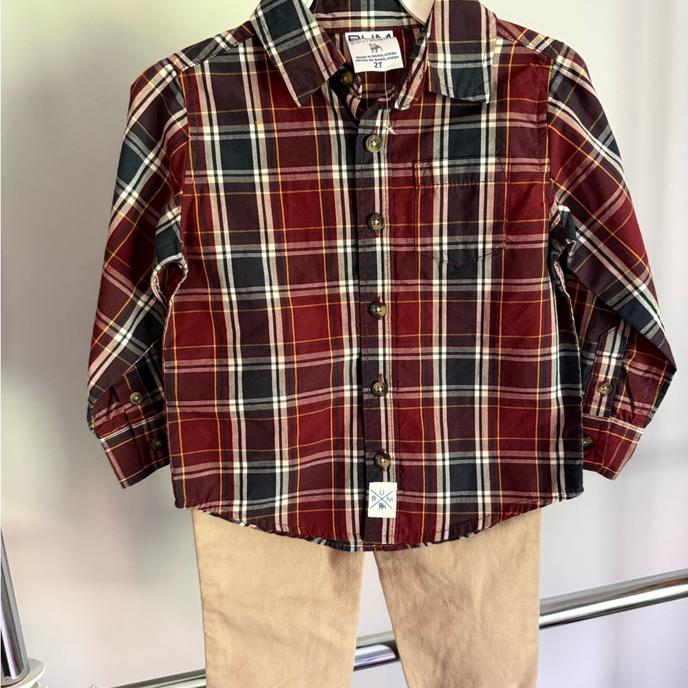 Equipment Red and Black Button Down Shirt